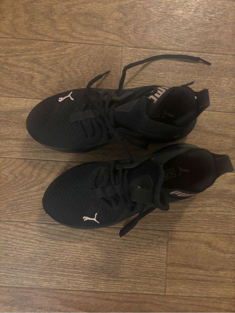 Puma Black Knit Sneakers with Light Pink Logo - Picture 2 of 4